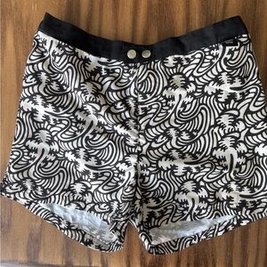 Black and White Abstract Swim Trunks